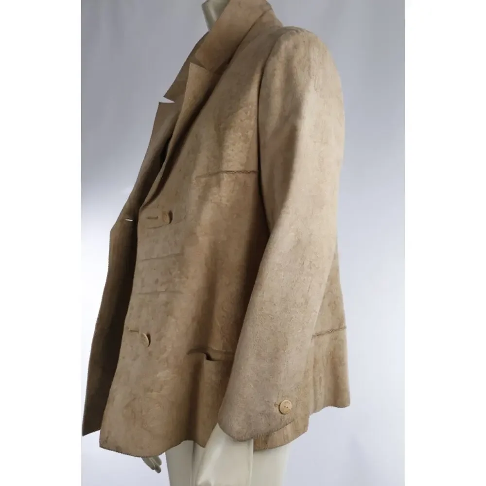 CHANEL Identification 00C Vintage Suede Leather Double Breasted Blazer Jacket 40